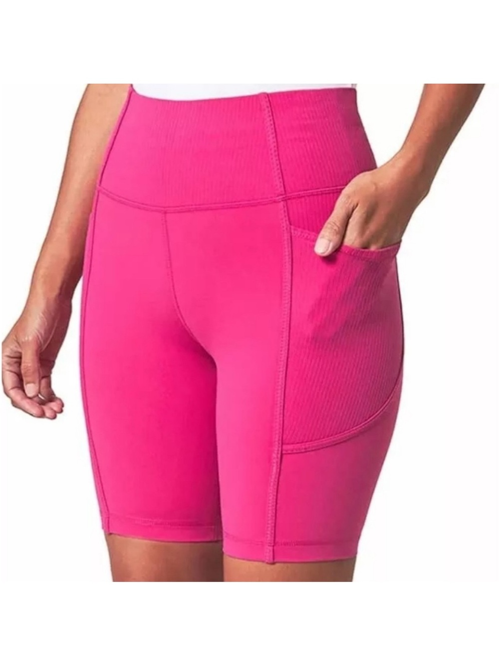 Mondetta Hot Pink High-Waist Bike Shorts with Side Pockets